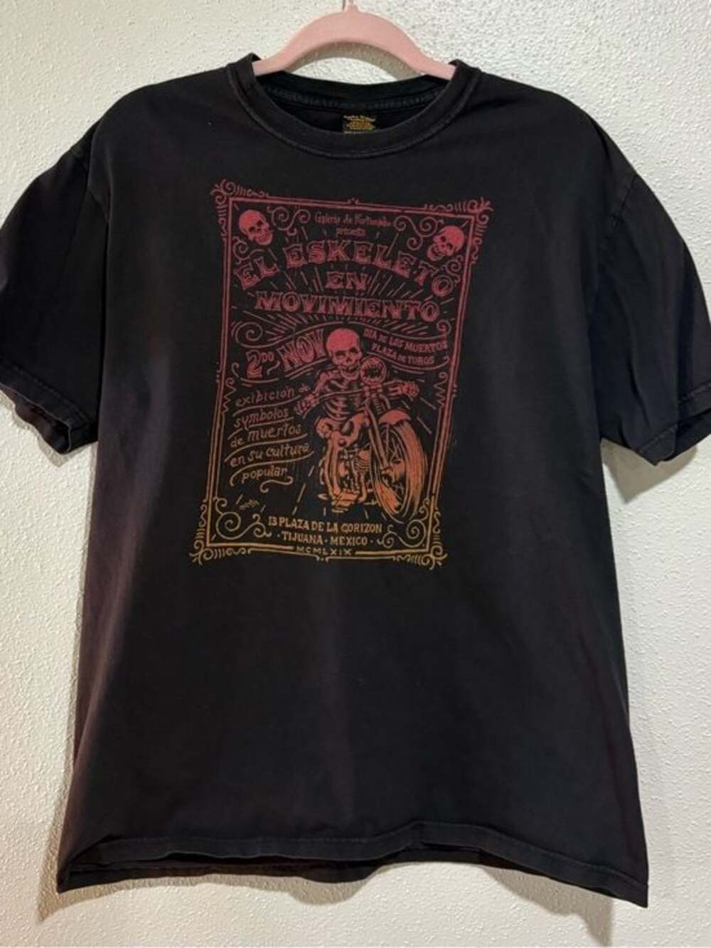 Vintage Lucky Brand Skeleton Graphic Tee Black Men’s Large Y2K